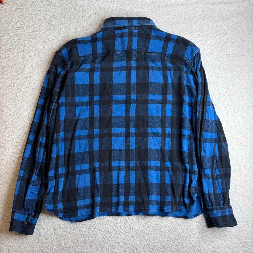 Polo Ralph Lauren Guide Men XXL Blue Black Plaid Cotton work shirt cateye button